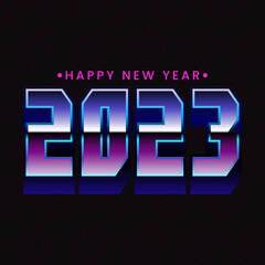 2023 Happy new year glowing neon text sign