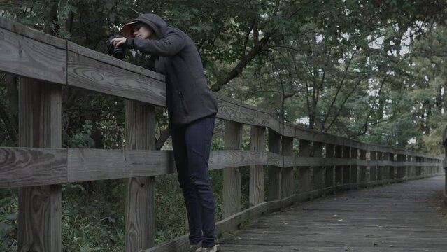 Young Woman Enjoys Nature Photography at Reelfoot Lake State Park 4K