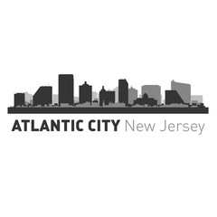 Atlantic City New Jersey city skyline vector graphics