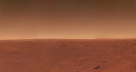 martian desert, sand, dust and rocks on the surface of planet Mars
