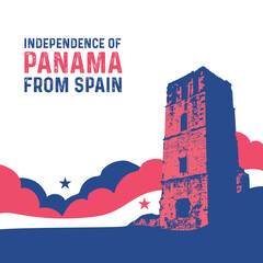 VECTORS. Editable banner for the Independence of Panama from Spain Day, Independence Day and patriotic events, November 28, folklore, flag