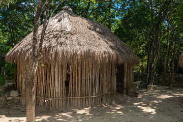 Traditional mayan hut in the mexican rainforest