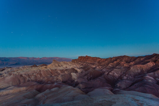 Zabriskie Point Death Valley National Park Blue Hour Stars