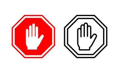 Obraz premium Stop icon vector for web and mobile app. stop road sign. hand stop sign and symbol. Do not enter stop red sign with hand