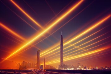 Asphalt road and city skyline with modern building at night in Suzhou, China.