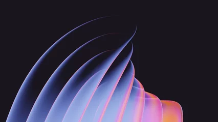Wandcirkels plexiglas Abstract light emitter glass with iridescent holographic neon vibrant gradient wave texture 3d render. Design element for banner, background, wallpaper, header, poster or cover. © Cláu3Dia