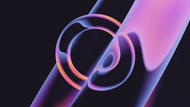 Abstract 3d render of light emitter glass with iridescent holographic neon vibrant gradient texture. Design element for banner, background, wallpaper, header, poster or cover.