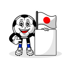 Mascot cartoon football japan flag with banner