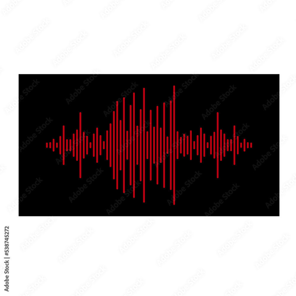 Poster red sound black background. sound wave concept. internet network. computer technology concept. vecto
