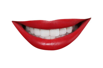 Fototapeta premium Attractive lips with beautiful lipstick isolated on white