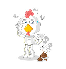 chicken with stinky waste illustration. character vector