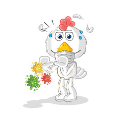 chicken refuse viruses cartoon. cartoon mascot vector