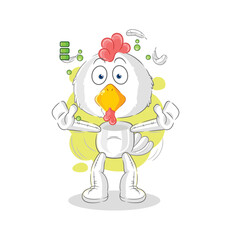 chicken full battery character. cartoon mascot vector
