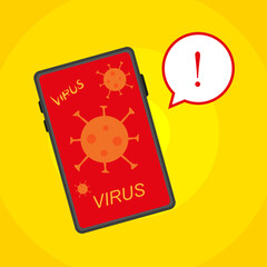 mobile phone virus screen. Security protection concept. Alert message. Vector illustration. stock image.