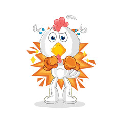 chicken boxer character. cartoon mascot vector