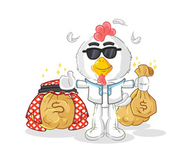 chicken rich arabian mascot. cartoon vector