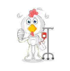 chicken sick in IV illustration. character vector