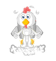 chicken with jetpack mascot. cartoon vector