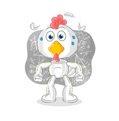 chicken thinking hard vector. cartoon character