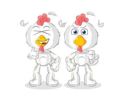 chicken thumbs up and thumbs down. cartoon mascot vector