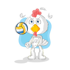 chicken play volleyball mascot. cartoon vector