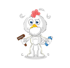 chicken shave facial hair vector. cartoon character