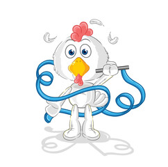 chicken Rhythmic Gymnastics mascot. cartoon vector
