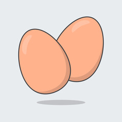 Egg Cartoon Vector Illustration. Fresh Egg Flat Icon Outline. Egg