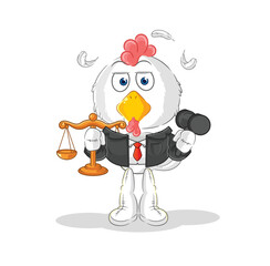 chicken lawyer cartoon. cartoon mascot vector