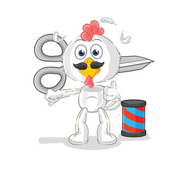 chicken barber cartoon. cartoon mascot vector