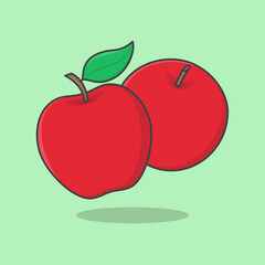 Apple Cartoon Vector Illustration. Fresh Apple Flat Icon Outline. Apple