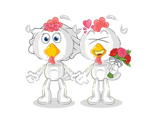 chicken wedding cartoon. cartoon mascot vector