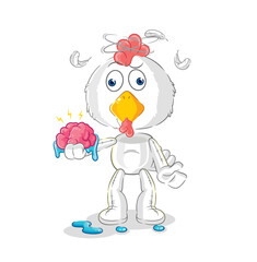 chicken no brain vector. cartoon character