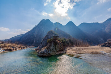 Naklejka premium 월류봉, 영동군 황간면에 위치, 한천팔경중 제1경 