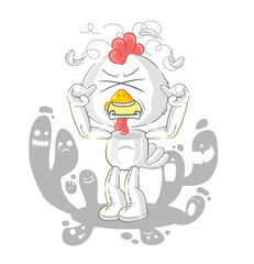 Naklejka premium depressed chicken character. cartoon vector