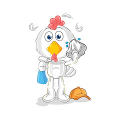 chicken cleaner vector. cartoon character