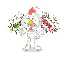 chicken anime angry vector. cartoon character