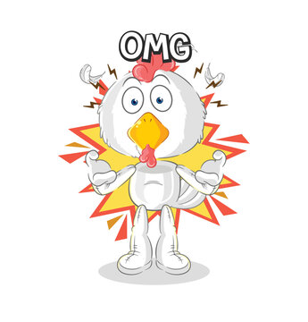 chicken Oh my God vector. cartoon character