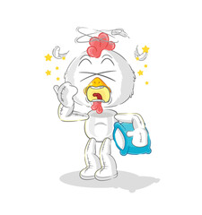 chicken yawn character. cartoon mascot vector