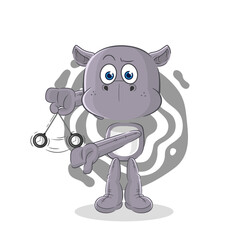 Naklejka premium hippopotamus hypnotizing cartoon. cartoon mascot vector