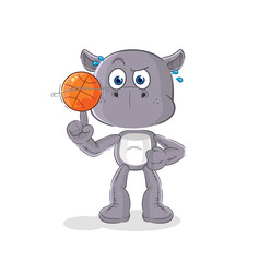 hippopotamus playing basket ball mascot. cartoon vector