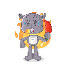 hippopotamus eat hot chilie mascot. cartoon vector