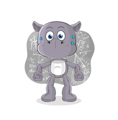 hippopotamus thinking hard vector. cartoon character