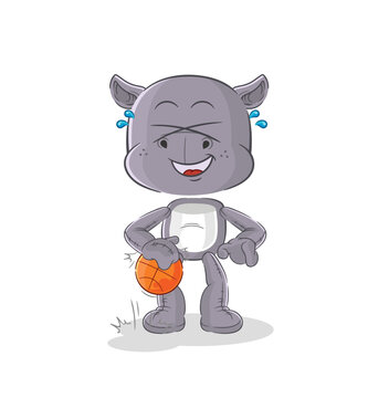 hippopotamus dribble basketball character. cartoon mascot vector
