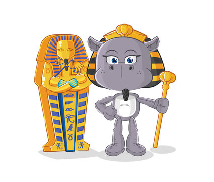 hippopotamus ancient egypt cartoon. cartoon mascot vector