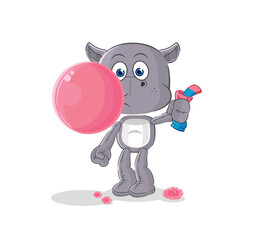 hippopotamus chewing gum vector. cartoon character