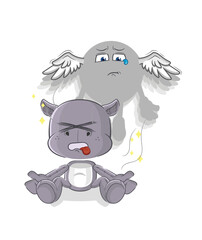 hippopotamus spirit leaves the body mascot. cartoon vector