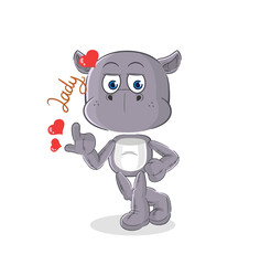 hippopotamus flirting illustration. character vector