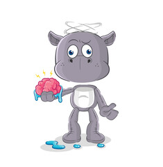 hippopotamus no brain vector. cartoon character