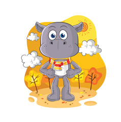 hippopotamus in the autumn. cartoon mascot vector